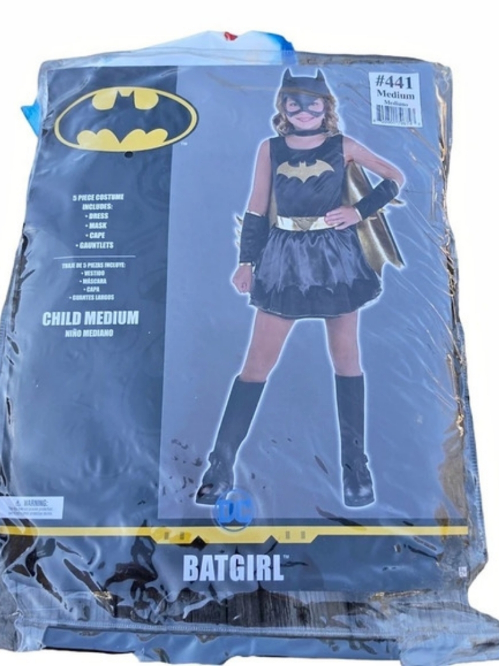 DC Batgirl Superhero Costume Black & Gold Girls Medium NWT